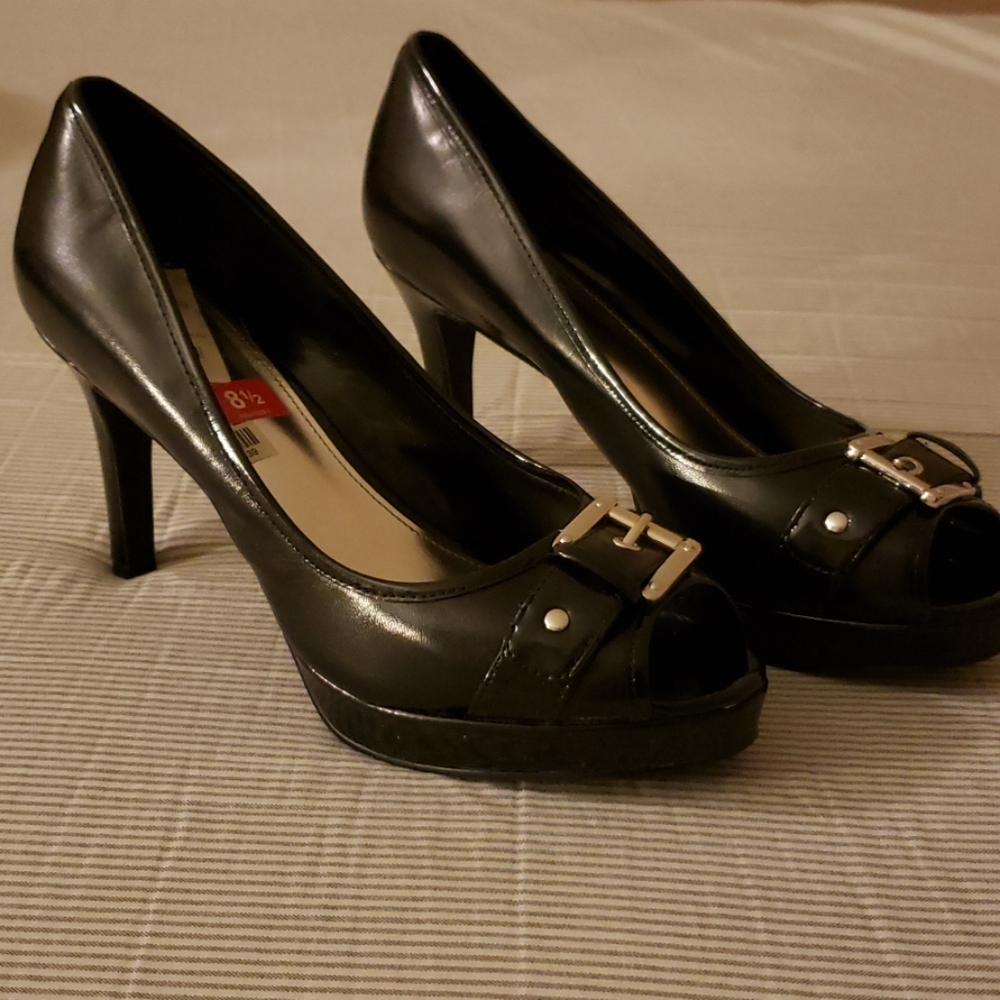 Alfani Black Peep-Toe Pumps